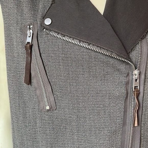 𝅺ALLSAINTS Italian Cloth Women’s Zulia Biker Moto Vest Brown Beige Size 6 - Picture 6 of 14